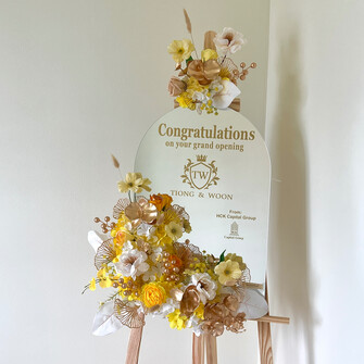 Opening Mirror Flower Stand - Yellow gold theme 